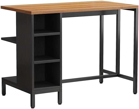 Tribesigns Kitchen Island, Kitchen Shelf Bar Table with 5 Open Storage Shelves and Large Worktop, Industrial Butcher Block Island (Stools Not Included) - Image 9