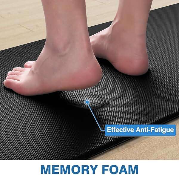 StepRite Kitchen Mats, 2PCS Kitchen Rugs, Cushioned Anti Fatigue Kitchen Mats for Floor, Non-Slip Standing Desk Mat, Waterproof Kitchen Rug Set for Kitchen, Floor, Office, 17.3"x30"+17.3"x47", Black - Image 7