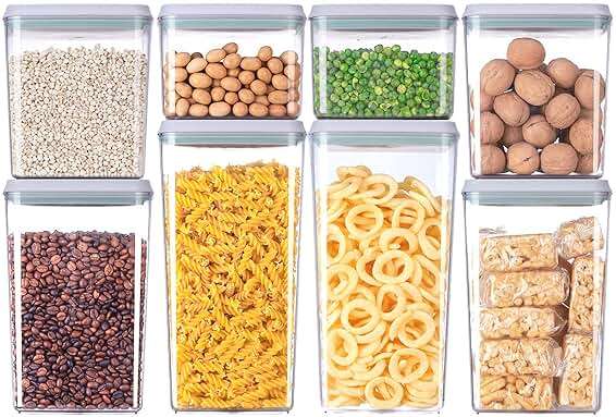 8-Piece Set of Pop Airtight Food Storage Containers with Lids Stackable Containers for Kitchen Pantry Organization Ideal for Cereal Snacks Flour Sugar Coffee and Spaghetti (1.2, 2.0, 2.7, 3.3qt)*2 - Image 1