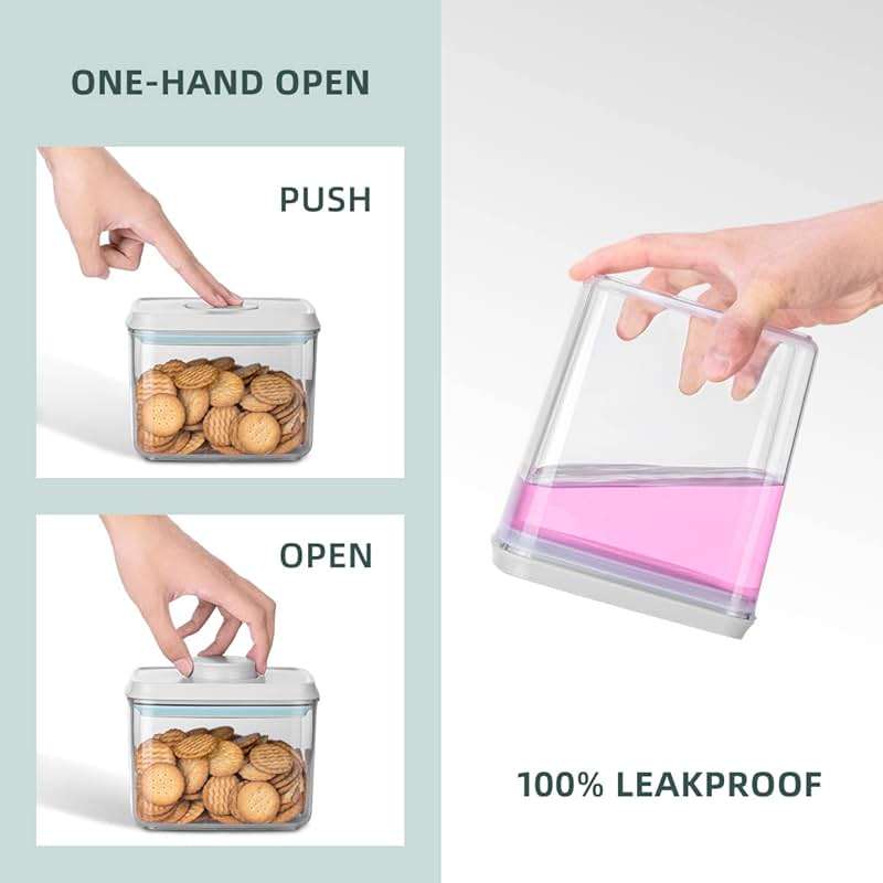 8-Piece Set of Pop Airtight Food Storage Containers with Lids Stackable Containers for Kitchen Pantry Organization Ideal for Cereal Snacks Flour Sugar Coffee and Spaghetti (1.2, 2.0, 2.7, 3.3qt)*2 - Image 3