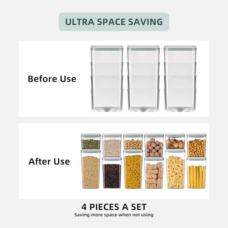 8-Piece Set of Pop Airtight Food Storage Containers with Lids Stackable Containers for Kitchen Pantry Organization Ideal for Cereal Snacks Flour Sugar Coffee and Spaghetti (1.2, 2.0, 2.7, 3.3qt)*2 - Image 5