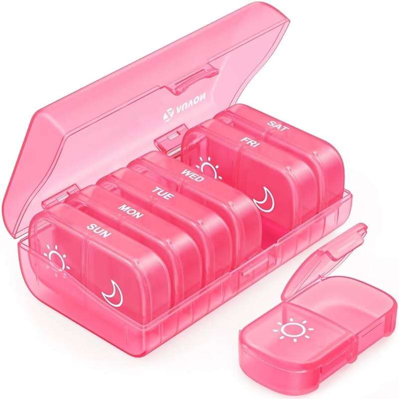 AUVON XL Weekly Pill Organizer 2 Times a Day, AM PM Pill Case with One-Side Large Opening for Easy to Use, Pill Box 7 Day Travel Medication Organizer for Medications, Vitamins, Fish Oils, Supplements - Image 1
