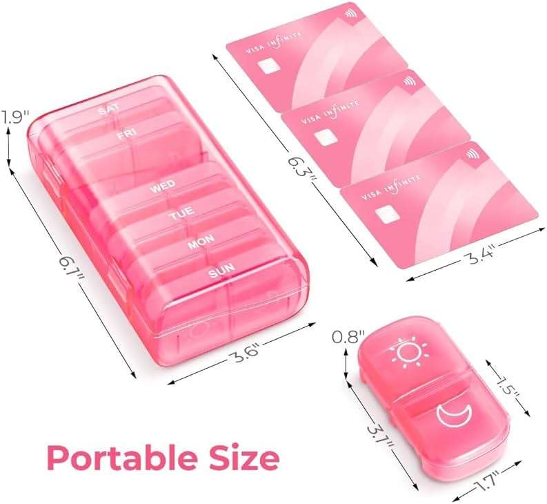AUVON XL Weekly Pill Organizer 2 Times a Day, AM PM Pill Case with One-Side Large Opening for Easy to Use, Pill Box 7 Day Travel Medication Organizer for Medications, Vitamins, Fish Oils, Supplements - Image 6
