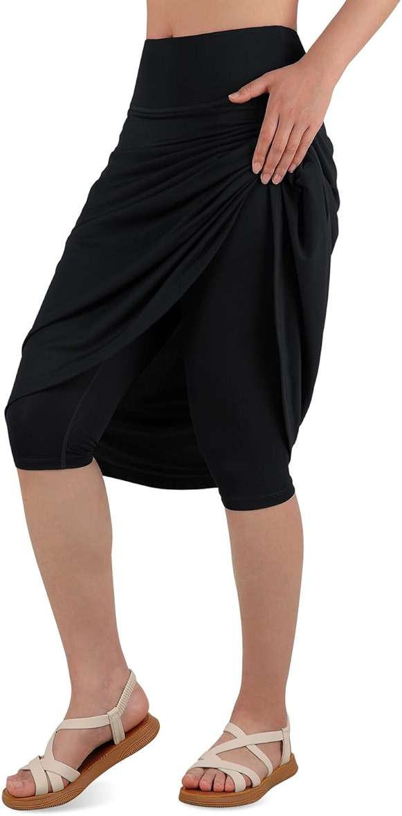 SPOEAR Women's Swim Skirts with Leggings 26" Midi Length Modest Long Skirted Bottom Swimwear with Zipper Pockets - Image 2