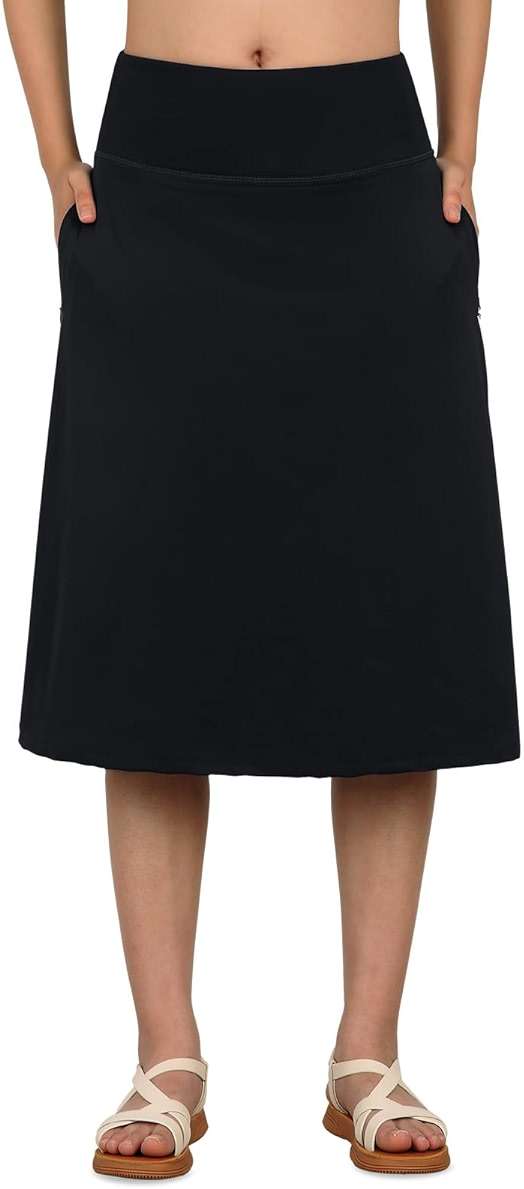 SPOEAR Women's Swim Skirts with Leggings 26" Midi Length Modest Long Skirted Bottom Swimwear with Zipper Pockets - Image 3