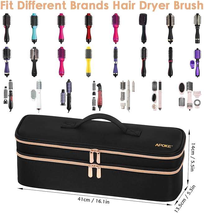 APOKE Double Layer Travel Case Compatible with Revlon One Step Hair Dryer Brush Original 1.0 & Plus 2.0, Portable Lightweight Carrying Case Storage Bag for All Brand Hot Tools Volumizer Hot Air Brush - Image 2