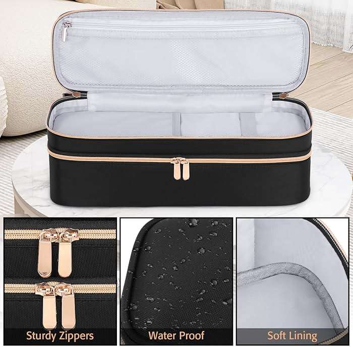APOKE Double Layer Travel Case Compatible with Revlon One Step Hair Dryer Brush Original 1.0 & Plus 2.0, Portable Lightweight Carrying Case Storage Bag for All Brand Hot Tools Volumizer Hot Air Brush - Image 5