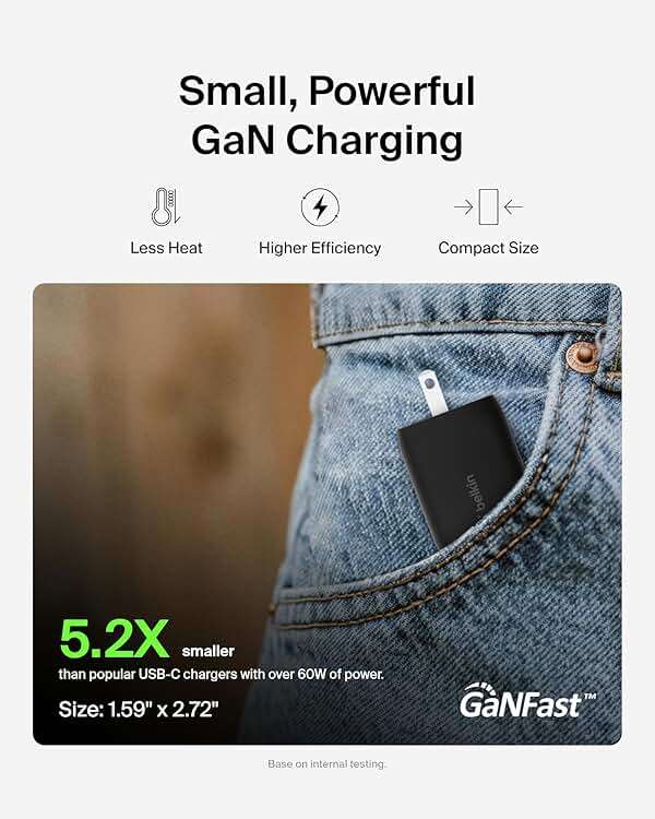 Belkin Dual USB C Charger Block 65W, Super Fast Charging PD 3.0 w/GaN - Samsung Galaxy S26, Apple iPhone 17, Air, Pro, Pro Max, iPad, MacBook, AirPods, Apple Watch, & More - Black - Image 4