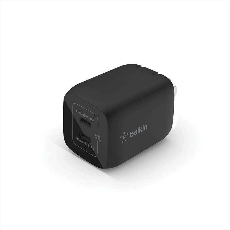 Belkin Dual USB C Charger Block 65W, Super Fast Charging PD 3.0 w/GaN - Samsung Galaxy S26, Apple iPhone 17, Air, Pro, Pro Max, iPad, MacBook, AirPods, Apple Watch, & More - Black - Image 8