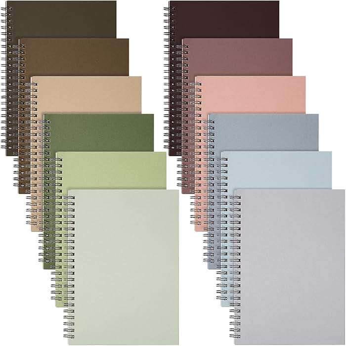 Fuutreo 12 Pcs Spiral Notebook for Work A5 8.3 x 5.7 Inch College Ruled Spiral Journal Notebook Kraft Cover Ruled Paper, 12 Color, 60 Sheets, 120 Pages for Office School(Morandi Color) - Image 1