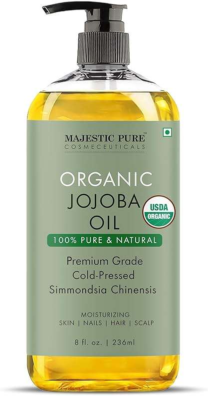 Majestic Pure Oil - 100% Pure and Natural- Cold Pressed & Hexane Free Natural Hair Growth Oil for Eyelashes, Eyebrows, Skin, Body, Face, Nails & Scalp - USDA Organic Jojoba Oil 8 Fl Oz - Image 1
