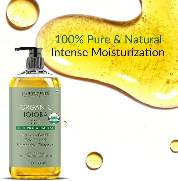 Majestic Pure Oil - 100% Pure and Natural- Cold Pressed & Hexane Free Natural Hair Growth Oil for Eyelashes, Eyebrows, Skin, Body, Face, Nails & Scalp - USDA Organic Jojoba Oil 8 Fl Oz - Image 2
