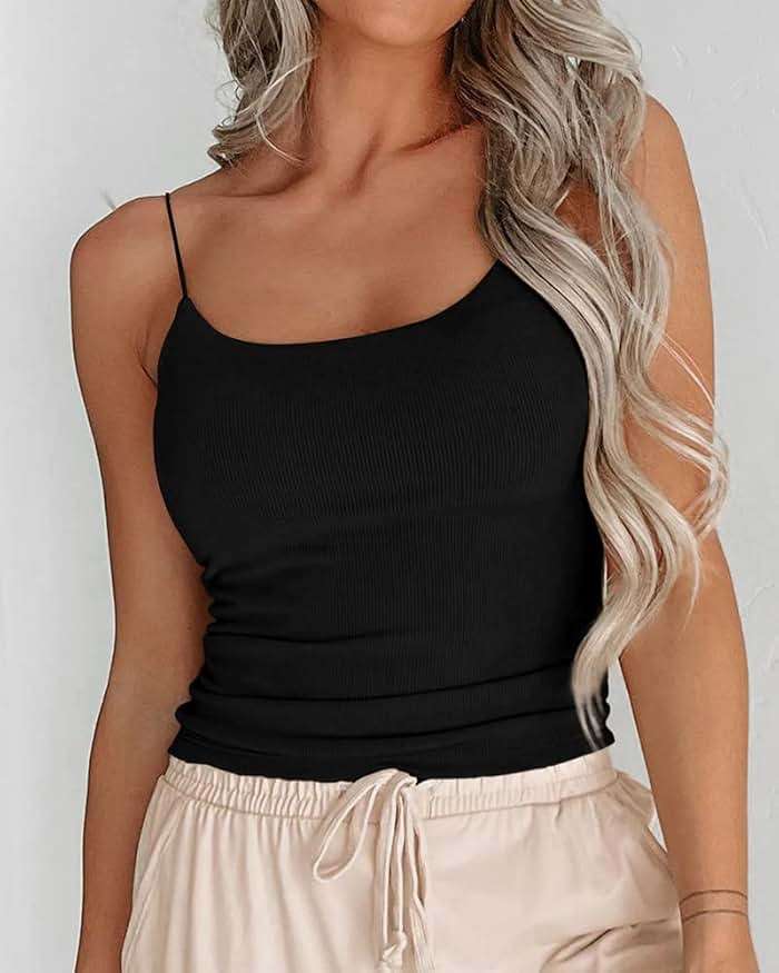 zhaistar Women's Sexy Sleeveless Spaghetti Strap Ribbed Camisole Tank Tops - Image 2