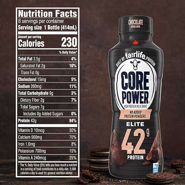 Core Chocolate Power Elite Failrlife High Protein Shakes (42 Grams) 14 Oz. 6 pack in The Award Box Packaging - Image 2