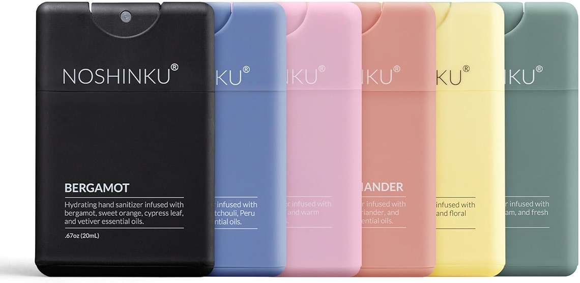 Noshinku - Refillable Hand Sanitizer Discovery 6-Pack, Travel Size Spray with Hydrating Botanical Mist, Natural Ingredients, All Natural Fragrances, Sugarcane-Derived Alcohol, No Parabens, No Dyes - Image 1