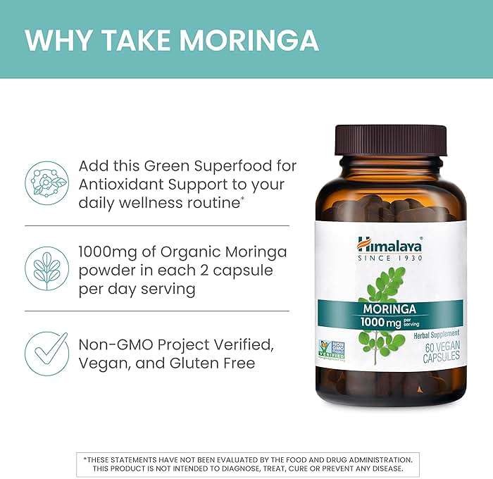Himalaya Organic Moringa capsules - Moringa Supplement, Herbal Superfood Antioxidants Supplement Supporting Wellness, Vitality, and Oxidative Stress - Vegan, Non-GMO, Gluten Free, 1000 mg, 60 Capsules - Image 4