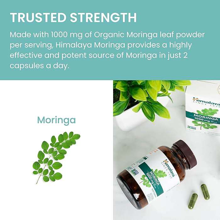 Himalaya Organic Moringa capsules - Moringa Supplement, Herbal Superfood Antioxidants Supplement Supporting Wellness, Vitality, and Oxidative Stress - Vegan, Non-GMO, Gluten Free, 1000 mg, 60 Capsules - Image 6