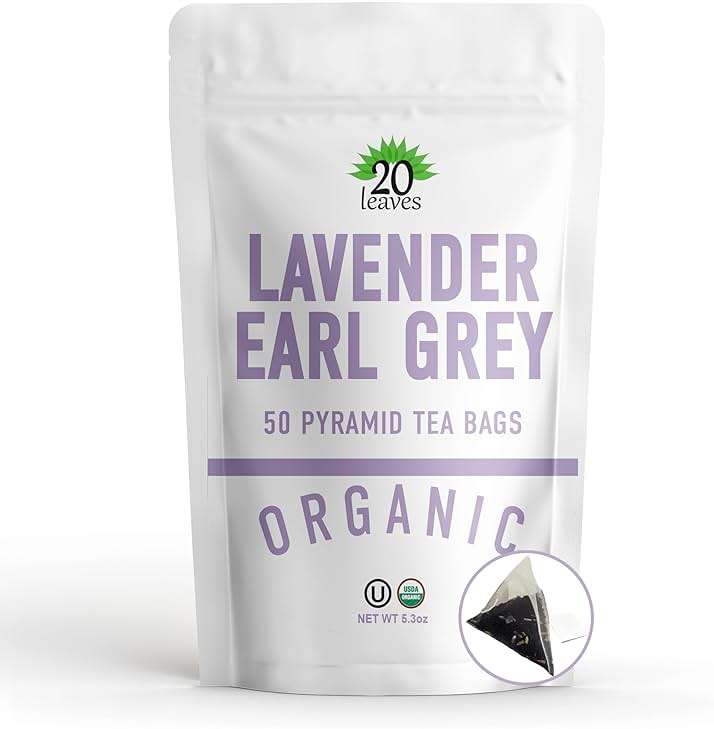 Lavender Earl Grey Black Tea - 100% Certified Organic - 50 Pyramid Tea Bags Sachets in a Resealable Bag - Image 1