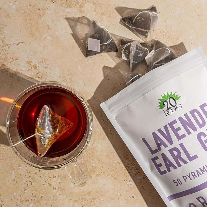 Lavender Earl Grey Black Tea - 100% Certified Organic - 50 Pyramid Tea Bags Sachets in a Resealable Bag - Image 2