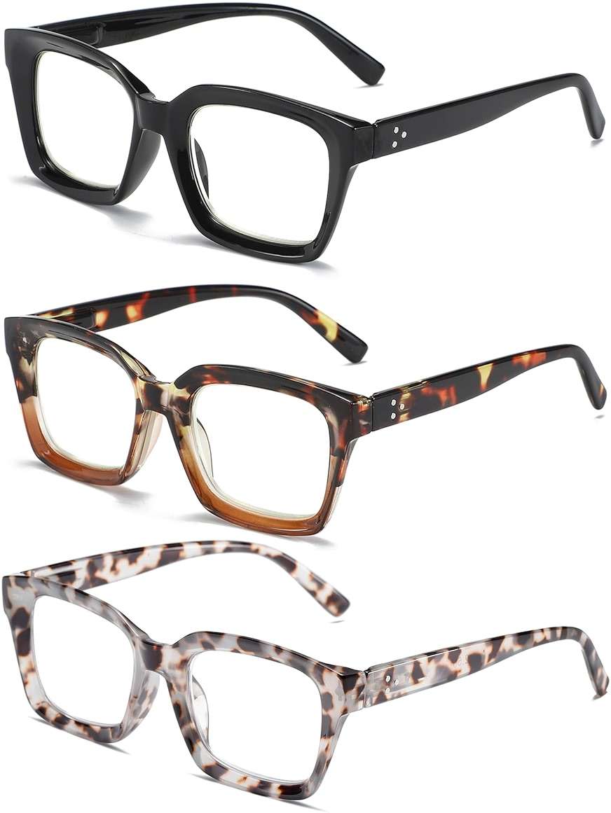 Readers for Women Fashion Style Square Reading Glasses with Spring Hinge Blue Light Blocking for Men Ladies - Image 7