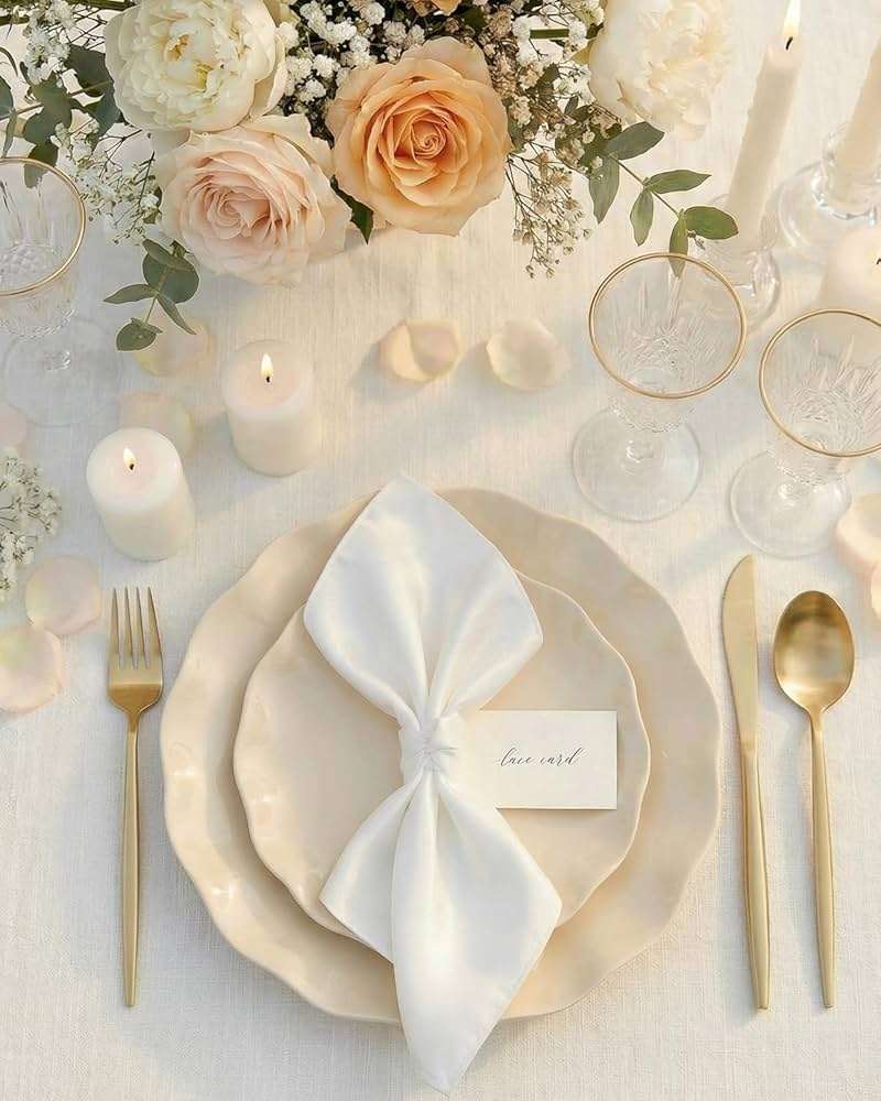 LIYH 24 Pcs Plastic Plates Reusable,Unbreakable Dinner Plates, Scalloped Plastic Plates, Dishwasher Safe,Ivory Plate Sets Perfect for Parties, Birthday, Picnics, BPA Free(12Guests) - Image 4