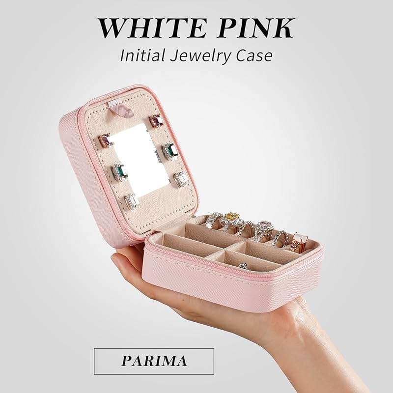 Parima Teen Room Decor for Girls - Pink Initial Jewelry Holder Organizer, Birthday Gifts for Girls Teens Friends Women Jewelry Box for New Home Gifts, Cute Stuffs for Decor Your Room - Letter L, Pink - Image 3
