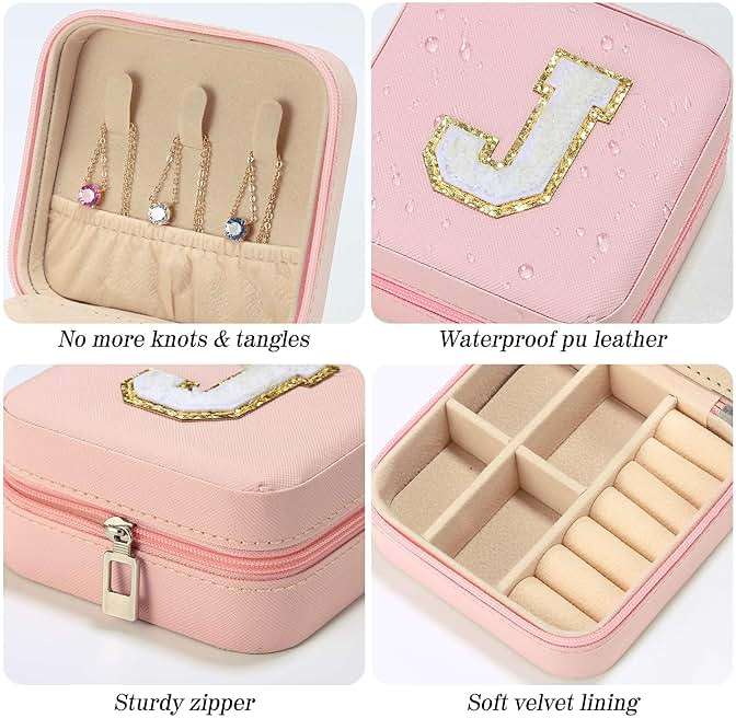 Parima Teen Room Decor for Girls - Pink Initial Jewelry Holder Organizer, Birthday Gifts for Girls Teens Friends Women Jewelry Box for New Home Gifts, Cute Stuffs for Decor Your Room - Letter L, Pink - Image 5