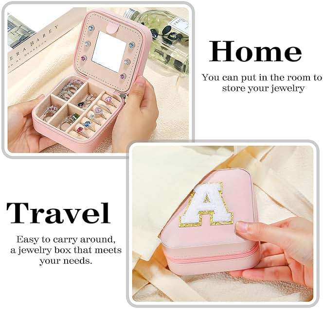 Parima Teen Room Decor for Girls - Pink Initial Jewelry Holder Organizer, Birthday Gifts for Girls Teens Friends Women Jewelry Box for New Home Gifts, Cute Stuffs for Decor Your Room - Letter L, Pink - Image 6