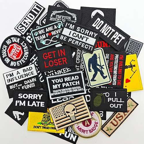 Gleihow 12 Pieces Random Funny Tactical Morale Patch Full Embroidery Military Loop and Hook Patches for Caps Backpacks Vest Harness Military Uniforms - Image 4