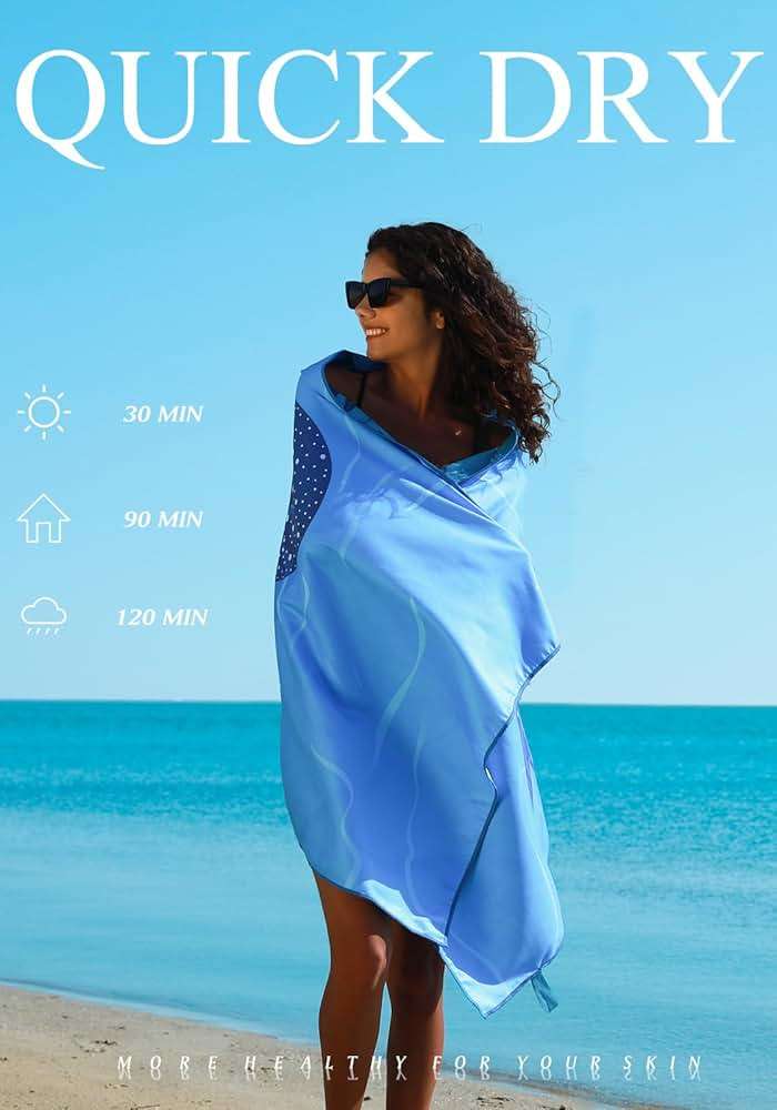 Yongoes 2 Pack Microfiber Lightweight Thin Beach Towel Sand Free Quick Dry Super Absorbent Large Towels for Swimming Pool Yoga Gym Travel Vacation Beach Accessories Essentials Turtle Whale Shark - Image 7