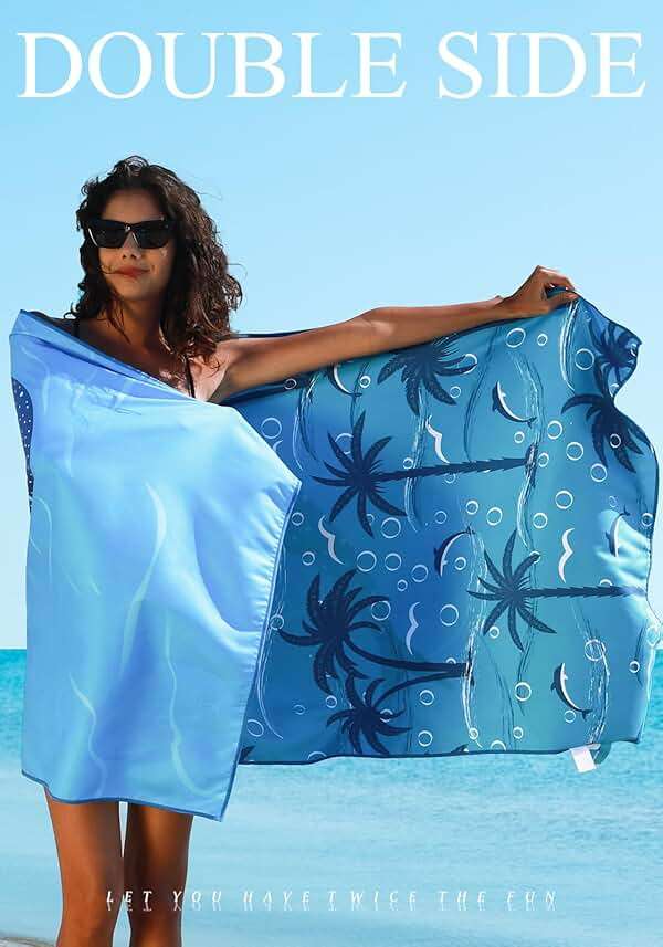 Yongoes 2 Pack Microfiber Lightweight Thin Beach Towel Sand Free Quick Dry Super Absorbent Large Towels for Swimming Pool Yoga Gym Travel Vacation Beach Accessories Essentials Turtle Whale Shark - Image 8