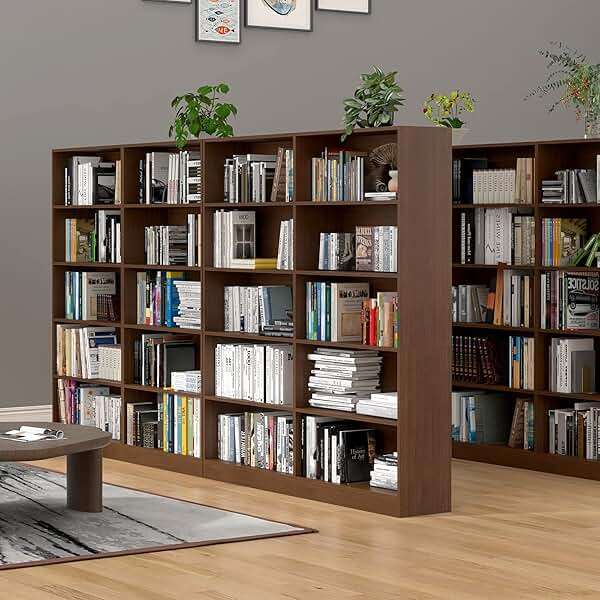 LZ-DONGMAN 5 Shelf Wood Bookcase Freestanding Bookshelf for Home Office Library Small Narrow Space(11.8" D x 31.5" W x 67.9" H,Brown,5-Layers) - Image 5