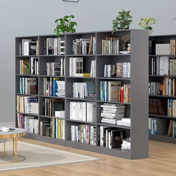 LZ-DONGMAN Wood Bookcase 5-Shelf Freestanding Display Shelf Organizer Wooden Bookshelf for Home Office School (Grey 11.8" D x 31.5" W x 67.9" H) - Image 5