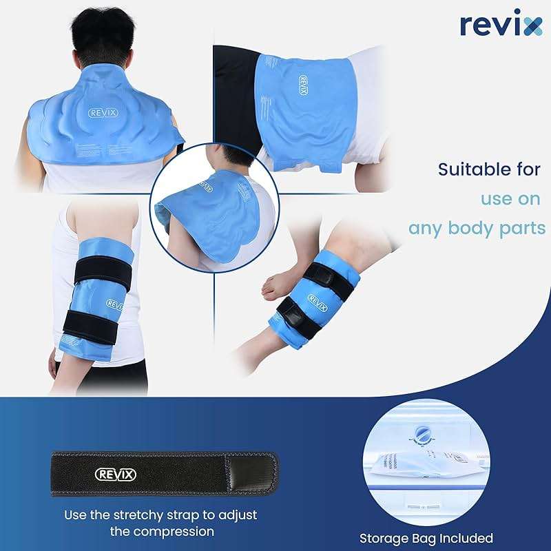 REVIX 20‘’ XXXL Knee Ice Pack Wrap Around Entire Knee, Extra Large Ice Pack for Knee Meniscus Tear and Arthritis, Cold Compress Therapy, Reusable Ice Wraps for Back, Shoulder, Post-Workout Recovery - Image 6