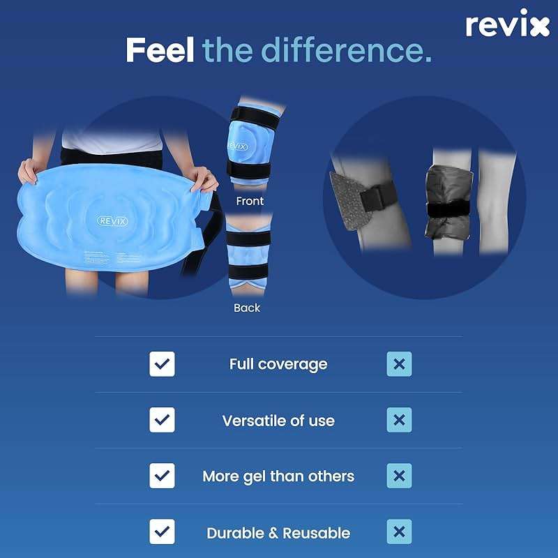 REVIX 20‘’ XXXL Knee Ice Pack Wrap Around Entire Knee, Extra Large Ice Pack for Knee Meniscus Tear and Arthritis, Cold Compress Therapy, Reusable Ice Wraps for Back, Shoulder, Post-Workout Recovery - Image 7