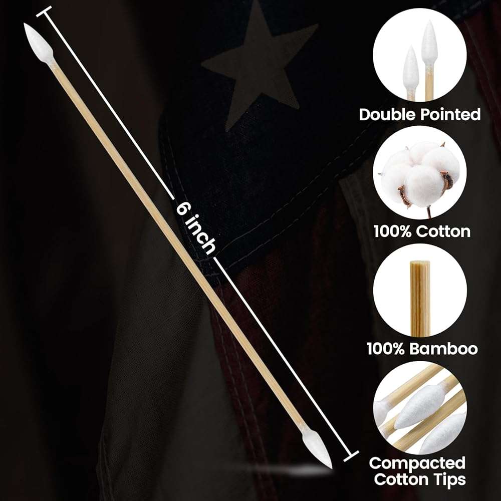 900/400PCS Double-Ended 6" Pointed Gun Cleaning Swabs - for Precision Firearm Cleaning and Applying, Gun Cleaning Supplies, Lint-Free and Highly Absorbent - Image 2
