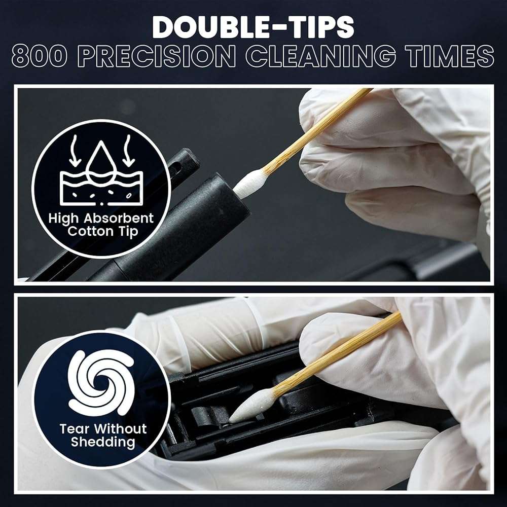 900/400PCS Double-Ended 6" Pointed Gun Cleaning Swabs - for Precision Firearm Cleaning and Applying, Gun Cleaning Supplies, Lint-Free and Highly Absorbent - Image 5