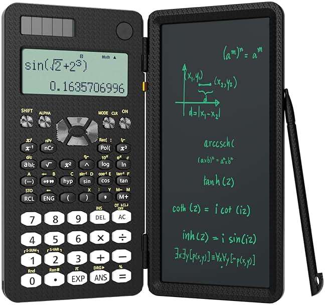 Scientific Calculator for Students with Notepad, ROATEE Middle and High School Supplies for Students, 82 MS Foldable 2-Line Display Science Calculator with Writing Tablet, Solar and Battery Powered - Image 1