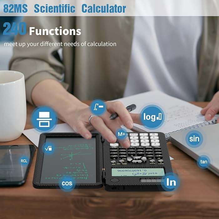 Scientific Calculator for Students with Notepad, ROATEE Middle and High School Supplies for Students, 82 MS Foldable 2-Line Display Science Calculator with Writing Tablet, Solar and Battery Powered - Image 6