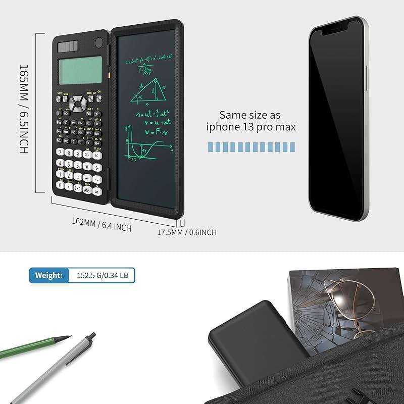 Scientific Calculator for Students with Notepad, ROATEE Middle and High School Supplies for Students, 82 MS Foldable 2-Line Display Science Calculator with Writing Tablet, Solar and Battery Powered - Image 8