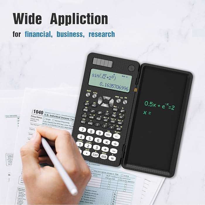 Scientific Calculator for Students with Notepad, ROATEE Middle and High School Supplies for Students, 82 MS Foldable 2-Line Display Science Calculator with Writing Tablet, Solar and Battery Powered - Image 9