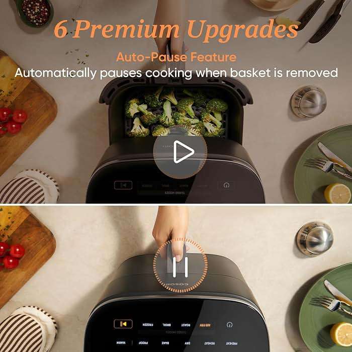Cosori 9-in-1 TurboBlaze Air Fryer 6 Qt, PFAS-Free Ceramic Coating, 90°–450°F, Precise Heating for Even Results, Air Fry, Roast, Bake, Broil, Dry, Frozen, Proof, Reheat, Keep Warm, 120V, Dark Gray - Image 7