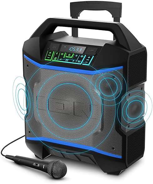 ION Block Rocker - Portable Bluetooth Outdoor Party Speaker with Karaoke Microphone, Battery, 4 Speakers, Radio, USB Port, App, Water-Resistant, 120W - Image 1