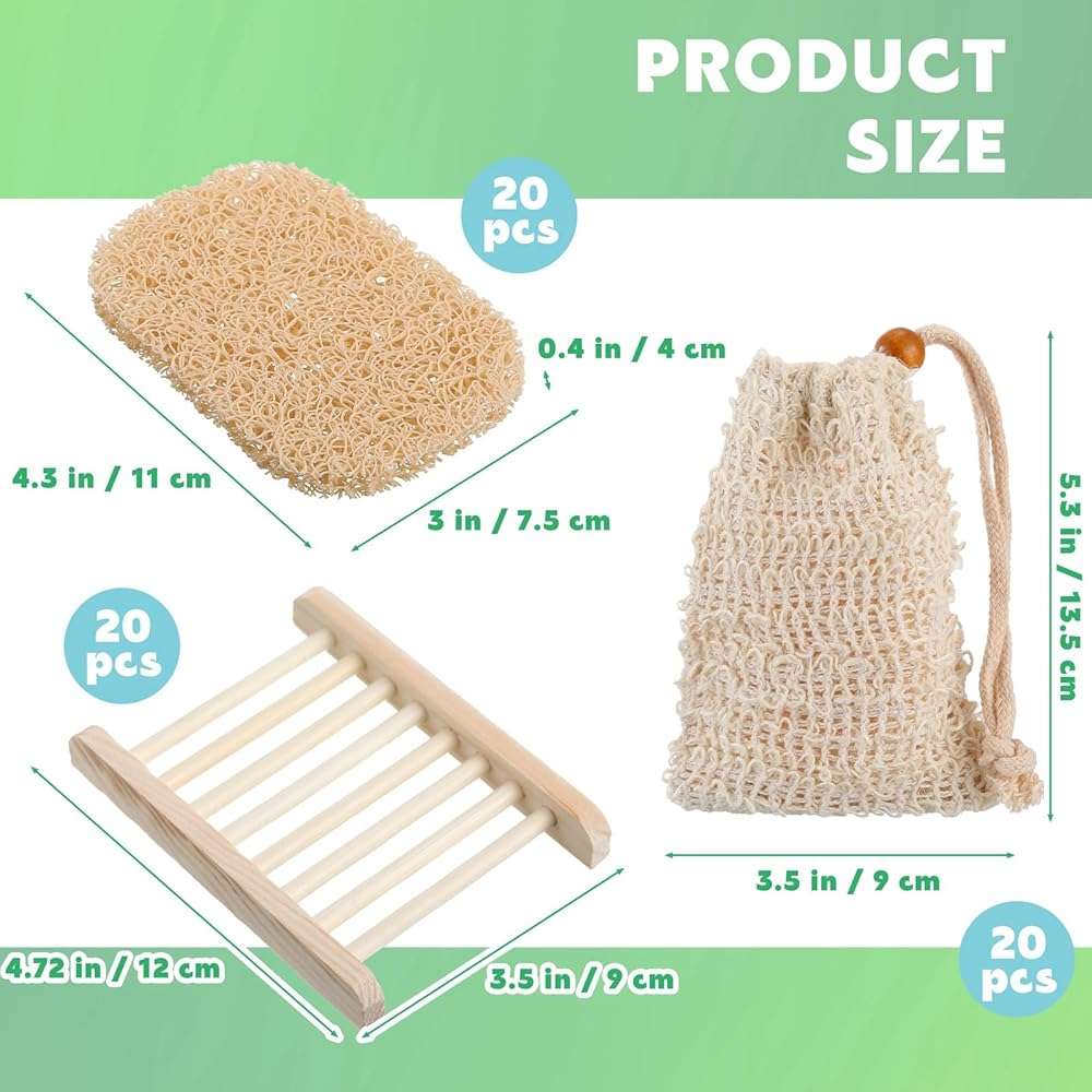 90 Pcs Soap Saver Set Including Wooden Dish, Exfoliating Bag, Saver Pads Bulk with Self Drain, Bar Soap Holder Mesh Bag for Shower Bath Home Toilet Kitchen Hotel Restaurant - Image 3