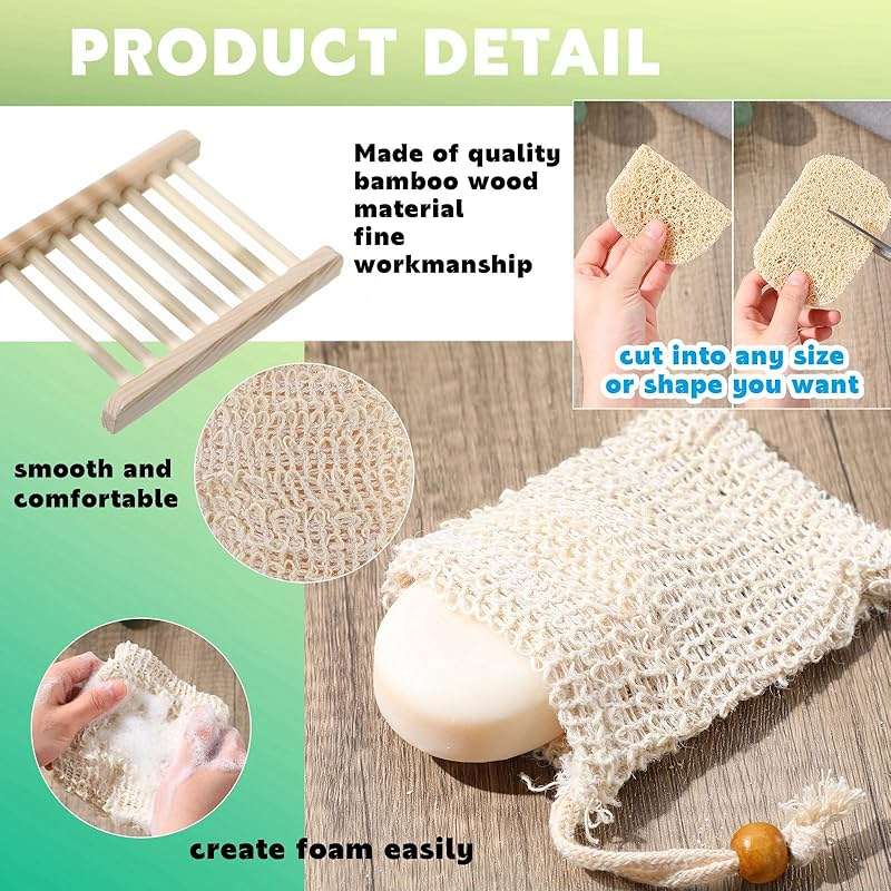 90 Pcs Soap Saver Set Including Wooden Dish, Exfoliating Bag, Saver Pads Bulk with Self Drain, Bar Soap Holder Mesh Bag for Shower Bath Home Toilet Kitchen Hotel Restaurant - Image 4