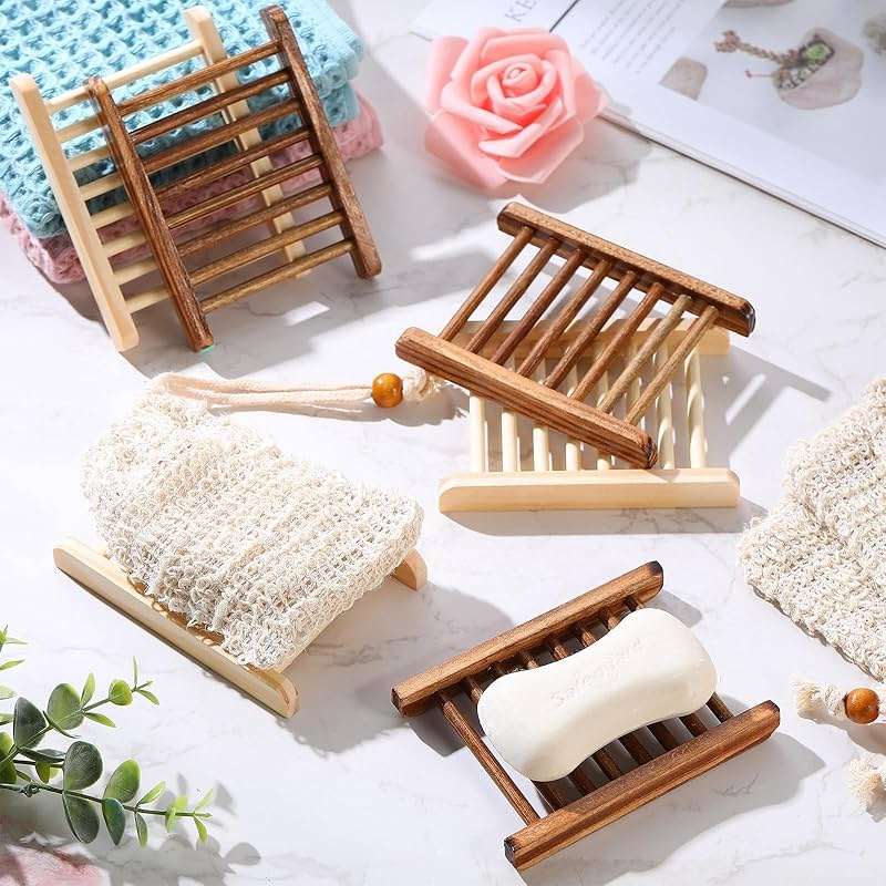 90 Pcs Soap Saver Set Including Wooden Dish, Exfoliating Bag, Saver Pads Bulk with Self Drain, Bar Soap Holder Mesh Bag for Shower Bath Home Toilet Kitchen Hotel Restaurant - Image 7