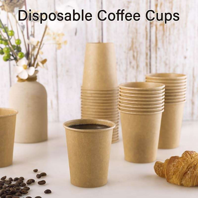 LITOPAK 300 Pack Disposable Coffee Cups 8 oz Paper Cups for Water, Coffee, Juice, and Tea, 8 Ounce Hot Paper Cups for Home, Restaurant, Store, and Cafe - Image 2