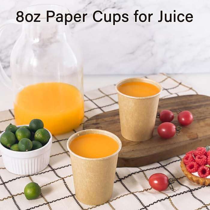 LITOPAK 300 Pack Disposable Coffee Cups 8 oz Paper Cups for Water, Coffee, Juice, and Tea, 8 Ounce Hot Paper Cups for Home, Restaurant, Store, and Cafe - Image 4