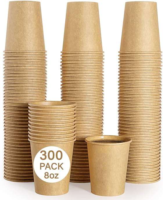 LITOPAK 300 Pack Disposable Coffee Cups 8 oz Paper Cups for Water, Coffee, Juice, and Tea, 8 Ounce Hot Paper Cups for Home, Restaurant, Store, and Cafe - Image 9