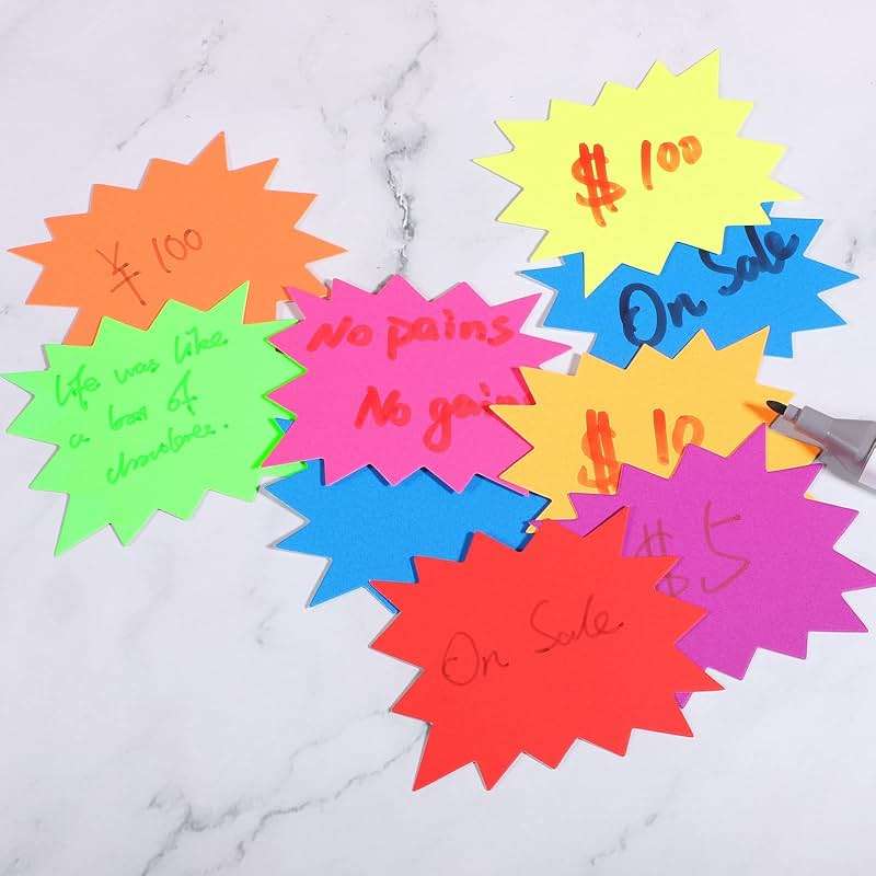 400 Pieces Yard Sale Price Stickers, Vision Board Supplies Starburst Neon Poster Decorations for Fluorescent Bulletin Board Decorations Retail Yard Garage Sale Signs (3.5 * 2.8 Inch) - Image 4